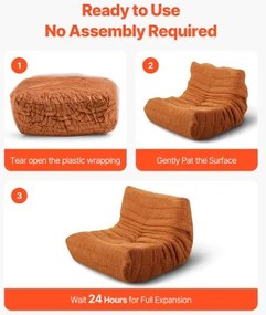 VEVOR L-Shaped Bean Bag Chair with Soft Armrests and Storage Pocket Brown