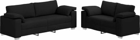 vidaXL Καναπές 2 pcs Μαύρο 219 x 80 x 82 εκ ύφασμα