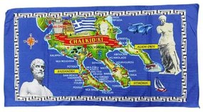 Πετσέτα θαλάσσης με τον χάρτη της Χαλκιδικής - Chalkidiki 140x70cm