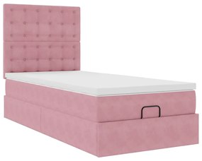 Οθωμανικό κρεβάτι με στρώματα &amp; LEDs Ροζ 90x190cm Velvet 3314437