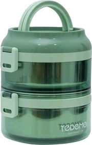 Σετ 2 Δοχεία Φαγητού Inox 1600ml σε Διάφορα Χρώματα - Πράσινο