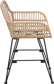 vidaXL Καρέκλα τραπεζαρίας 2 pcs Καλάμι και Σίδερο Φυσικό