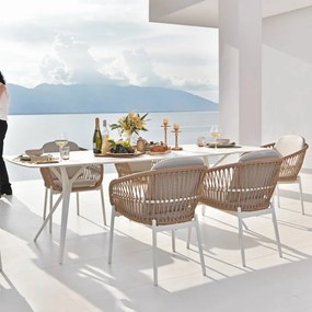 Τραπεζαρία Κήπου Bari 01-00-2358 (Σετ 7Τμχ) Natural-White 6 Θέσεων