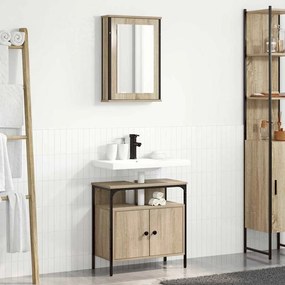 vidaXL Σετ Επίπλων Μπάνιου με ράφι με πόρτα 2 pcs Καφέ 60 x 30 x 60 cm