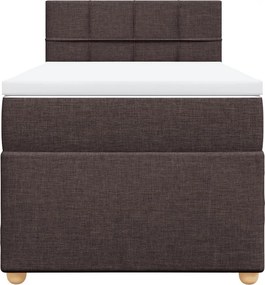 vidaXL Κρεβάτι Boxspring με Στρώμα Σκούρο Καφέ 100x200 εκ. Υφασμάτινο