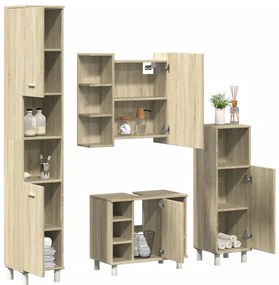 vidaXL Σετ Επίπλων Μπάνιου 4 Τεμαχίων Sonoma Δρυς Επεξεργασμένο Ξύλο