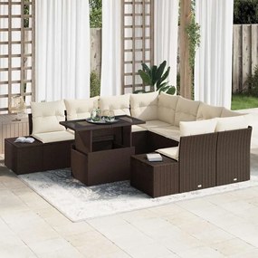 vidaXL Σετ Καναπέ Κήπου 9 pcs Καφέ και κρεμ 100 x 55 x 73 εκ