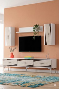 Stewehome Σετ μοντέρνας σύνθεσης τηλεόρασης με ράφι 180x30x41 cm