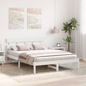 vidaXL Κρεβάτι με κεφαλίνη Λευκό 160x200 εκ Μασίφ ξύλο πεύκου