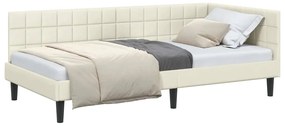 vidaXL Κρεβάτι Γωνίας με κεφαλάρι Κρεμ 90 x 190 cm Βελούδο