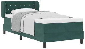 vidaXL Κρεβάτι Box Spring με Στρώμα  σε Σκούρο Πράσινο, 90x190 εκ., Βελούδο