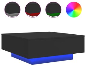 vidaXL Τραπεζάκι Σαλονιού με Φώτα LED Μαύρο 80x80x31 εκ.