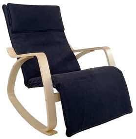 Πολυθρόνα Κουνιστή ArteLibre LUNDRA Μαύρο/Φυσικό Ύφασμα/Ξύλο 67x127x91cm