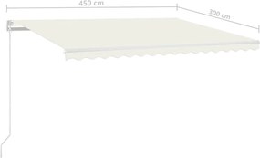 vidaXL Τέντα Συρόμενη Αυτόματη Κρεμ 450 x 300 εκ.