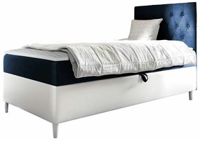 Κρεβάτι continental Baltimore 171, Μονόκλινο, Continental, Μπλε, 80x200, Οικολογικό δέρμα, Ταπισερί, Τάβλες για Κρεβάτι, 82x208x115cm, 61 kg