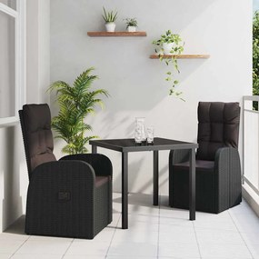 vidaXL Ανακλινόμενες καρέκλες κήπου 3 pcs Μαύρο 80 x 80 x 73 εκ