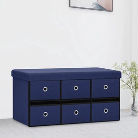 Πάγκος Αποθήκευσης Πτυσσόμενος Μπλε 76x38x38 εκ. Συνθετικό Λινό