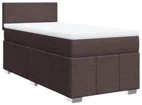 Κρεβάτι Boxspring με Στρώμα Σκούρο Καφέ 90x190 εκ. Υφασμάτινο - Καφέ