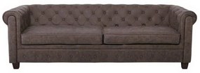 Καναπές Τριθέσιος Chesterfield-W Ε9420,33 219x82x80cm Antique Brown Fabric