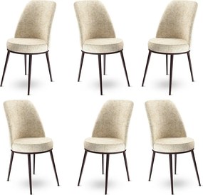 Καρέκλα 6τμχ Κρέμ / Καφέ DEXA 45x42x89