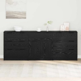 vidaXL Πλαϊνό γραφείο με συρτάρι 3 pcs Μαύρη δρυς 60 x 30 x 70 εκ.