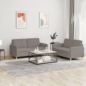 vidaXL Πολυθρόνες Σετ 2 Τεμαχίων Taupe από Ύφασμα με Μαξιλάρια