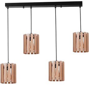 Φωτιστικό Οροφής - Ράγα 534LUN6235 65x14x80cm 4xE27 40W Oak-Black Opviq