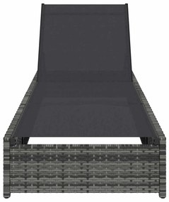 vidaXL Ξαπλώστρα με μαξιλάρι Γκρι 60 x 200 x 27εκ συνθετικό ρατάν