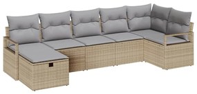 vidaXL Σετ Καναπέ Κήπου 7 pcs μπεζ και ανοιχτό γκρι 287 x 122 x 85 εκ