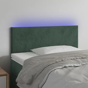 Κεφαλάρι Κρεβατιού LED Σκούρο Πράσινο 100x5x78/88 εκ. Βελούδινο 3121377