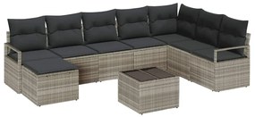 vidaXL Σετ Καναπέ Κήπου 8 pcs Ανοιχτό γκρι Πολυ ράταν