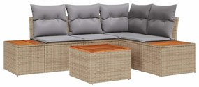 vidaXL Σετ Καναπέ Κήπου με μαξιλάρι 5 pcs Μπεζ Πολυ ράταν