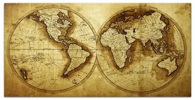 Πίνακας σε καμβά &quot;Ancient World Map&quot; Megapap ψηφιακής εκτύπωσης 120x60x3εκ.