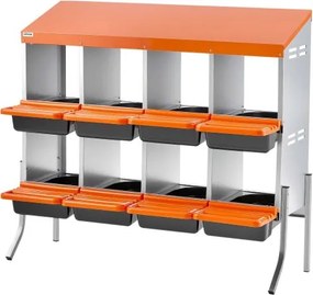 VEVOR Chicken Nesting Boxes, 8 Compartments, with Support Legs, Easy Egg Collection, Galvanized Steel and High-Strength Plastic, Roll Away Nesting Boxes for Chickens and Hens Laying Eggs, Orange