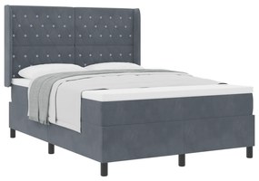 vidaXL Κρεβάτι Box Spring με Στρώμα Σκούρο Γκρι 140x190 εκ. Βελούδο