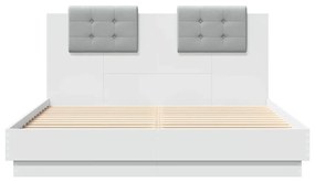 vidaXL Πλαίσιο Κρεβατιού με Κεφαλάρι και LED Λευκό 120 x 200 εκ.