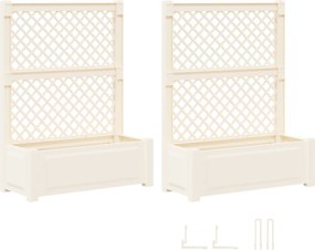 vidaXL Μεγάλη Γλάστρα με Στήριγμα 2 pcs Λευκό 143 x 143 x 133,5 εκ PP