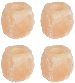vidaXL Κηροπήγια από αλάτι 4 τεμάχια 2,8 kg Ροζ