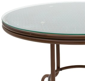 Τραπέζι κήπου Paula pakoworld μέταλλο-pe rattan καφέ Φ90x75εκ - 140-000031