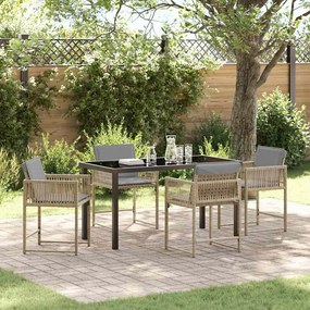 vidaXL Σέτ φαγητού για κήπο 5 pcs Μπεζ συνθετικό ρατάν