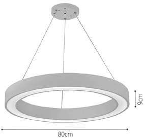 Κρεμαστό φωτιστικό LED 88W 3CCT (by switch on base) σε λευκή απόχρωση D:80cm (6073-80-WH) - Μέταλλο - 6073-80-WH