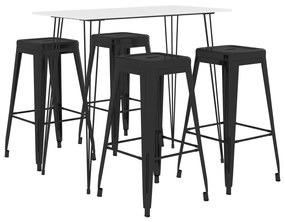 Σετ Επίπλων Μπαρ 5 Τεμαχίων Λευκό & Μαύρο