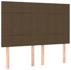 vidaXL Κρεβάτι Boxspring με Στρώμα &amp; LED Σκ.Καφέ 140x190εκ. Υφασμάτινο