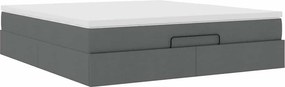 vidaXL Οθωμανικό κρεβάτι με στρώμα σκούρο γκρι 160x200cm ύφασμα