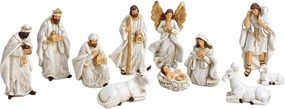 ΧΡΙΣΤΟΥΓΕΝΝΙΆΤΙΚΕΣ ΦΙΓΟΎΡΕΣ NATIVITY FIGURES SET OF 11, POLY, ANTIQUE WHITE, (