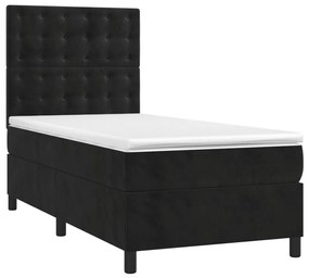 vidaXL Κρεβάτι Boxspring με Στρώμα Μαύρο 100x200 εκ. Βελούδινο