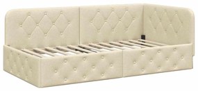 vidaXL Κρεβάτι Γωνίας Κρεμ 90 x 190 cm ύφασμα