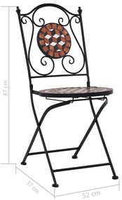 Καρέκλες Bistro «Μωσαϊκό» 2 τεμ. Καφέ Κεραμικές - Καφέ