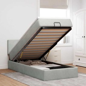 Οθωμανικό κρεβάτι με στρώμα ανοιχτό γκρι 90x190cm Velvet