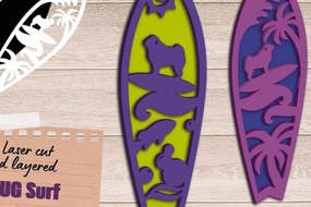 Intra απο ξύλο plywood 3mm-4mm πάχος 3D Layered , Surf Wall Art, Pug Dog Δίασταση 40x40 cm INTRAFABR-91782172